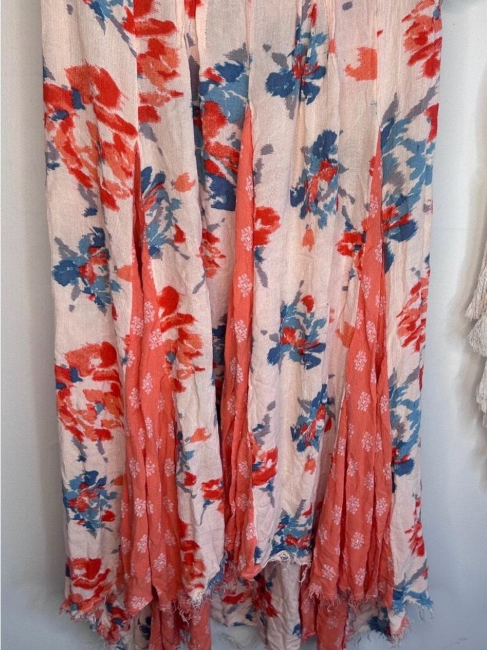 Free People Coral & Blue Floral High-Low Maxi Skirt - Picture 2 of 4